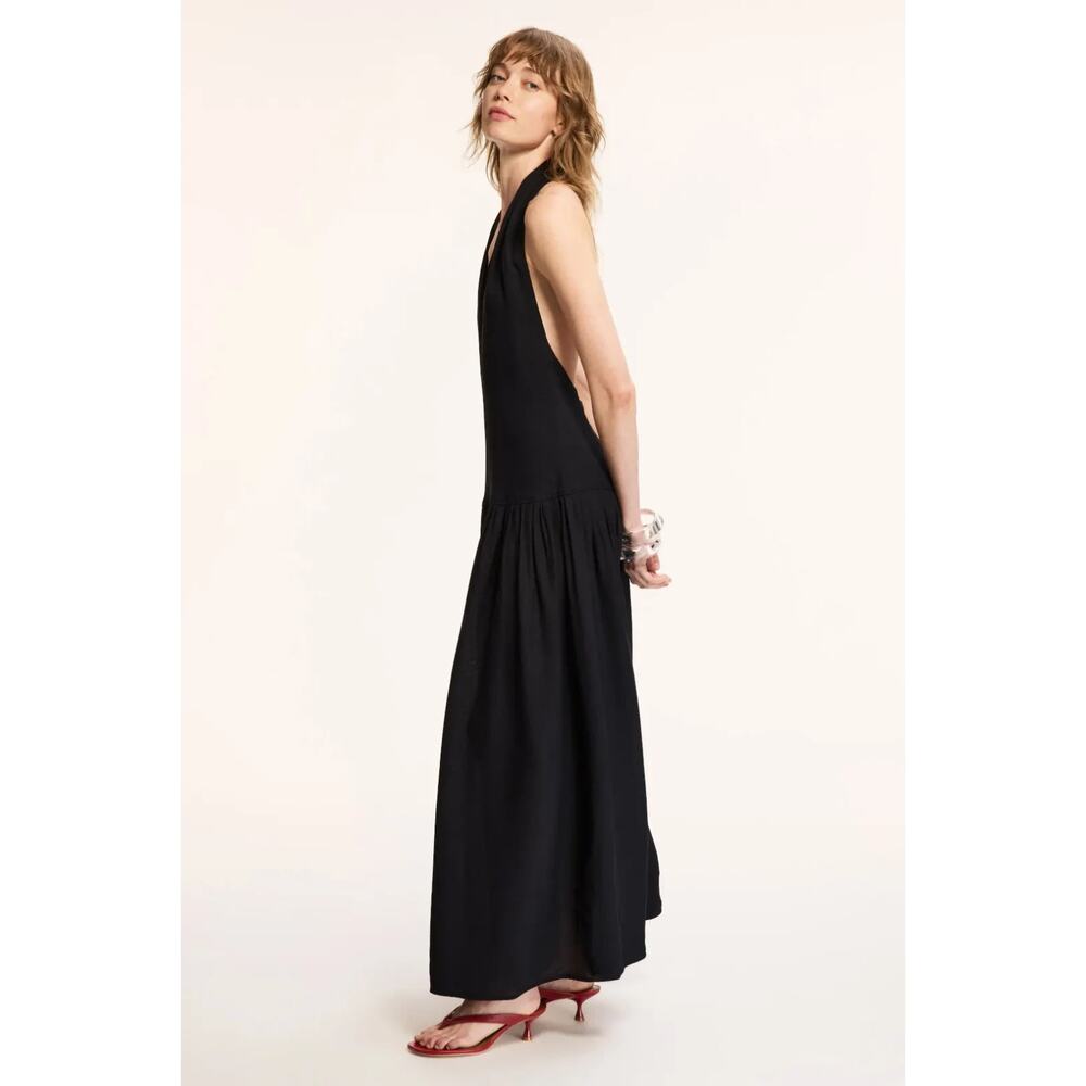 Proenza Schouler Women's Black Matte Gown Halter Back Cut Dress, Sz 2, Rt. $1690 - Picture 3 of 12